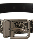 Dolce & Gabbana Elegant Black Marble Print Leather Belt