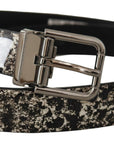 Dolce & Gabbana Elegant Black Marble Print Leather Belt