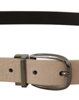 Dolce & Gabbana Elegant Beige Leather Belt with Silver Tone Buckle