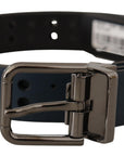 Dolce & Gabbana Elegant Blue Leather Belt with Metal Buckle