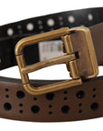 Dolce & Gabbana Elegant Brown Leather Belt with Golden Buckle