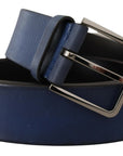 Dolce & Gabbana Elegant Blue Leather Belt with Silver Buckle