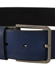 Dolce & Gabbana Elegant Blue Leather Belt with Silver Buckle