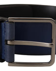 Dolce & Gabbana Elegant Blue Leather Belt with Silver Buckle
