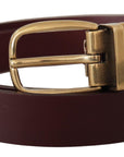 Dolce & Gabbana Elegant Brown Leather Belt with Gold Buckle