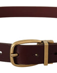 Dolce & Gabbana Elegant Brown Leather Belt with Gold Buckle