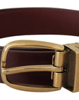 Dolce & Gabbana Elegant Brown Leather Belt with Gold Buckle