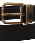 Dolce & Gabbana Elegant Black Leather Belt with Vintage Buckle
