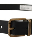 Dolce & Gabbana Elegant Black Leather Belt with Vintage Buckle