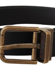 Dolce & Gabbana Elegant Black Leather Belt with Vintage Buckle