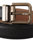 Dolce & Gabbana Elegant Black Leather Belt with Vintage Metal Buckle