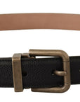 Dolce & Gabbana Elegant Black Leather Belt with Vintage Metal Buckle