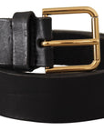 Dolce & Gabbana Elegant Black Leather Belt with Metal Buckle