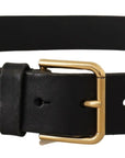 Dolce & Gabbana Elegant Black Leather Belt with Metal Buckle
