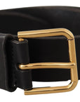 Dolce & Gabbana Elegant Black Leather Belt with Metal Buckle