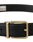 Dolce & Gabbana Elegant Black Leather Belt with Metal Buckle