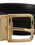 Dolce & Gabbana Elegant Black Leather Belt with Metal Buckle