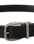 Dolce & Gabbana Elegant Black Leather Belt with Metal Buckle