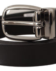 Dolce & Gabbana Elegant Black Leather Belt with Metal Buckle