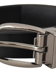 Dolce & Gabbana Elegant Black Leather Belt with Metal Buckle
