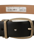 Dolce & Gabbana Elegant Black Leather Belt with Metal Buckle