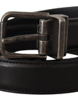 Dolce & Gabbana Elegant Black Leather Belt with Metal Buckle