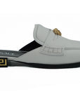 Versace Elegant White Leather Flat Slides