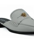 Versace Elegant White Leather Flat Slides