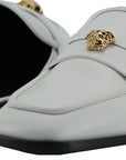 Versace Elegant White Leather Flat Slides