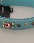 Dolce & Gabbana Elegant Blue Leather Bag Strap with Gold Accents