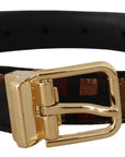 Dolce & Gabbana Multicolor Leather Belt with Gold Buckle