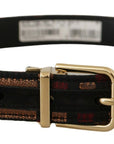 Dolce & Gabbana Multicolor Leather Belt with Gold Buckle