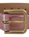 Dolce & Gabbana Elegant Metallic Pink Leather Belt