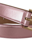 Dolce & Gabbana Elegant Metallic Pink Leather Belt