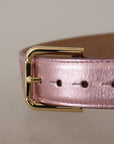 Dolce & Gabbana Elegant Metallic Pink Leather Belt