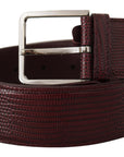 Dolce & Gabbana Elegant Maroon Leather Belt with Engraved Buckle
