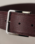 Dolce & Gabbana Elegant Maroon Leather Belt with Engraved Buckle