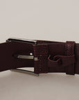 Dolce & Gabbana Elegant Maroon Leather Belt with Engraved Buckle