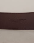 Dolce & Gabbana Elegant Maroon Leather Belt with Engraved Buckle