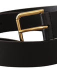 Dolce & Gabbana Elegant Black Leather Belt with Gold-Tone Buckle