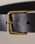 Dolce & Gabbana Elegant Black Leather Belt with Gold-Tone Buckle