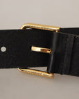 Dolce & Gabbana Elegant Black Leather Belt with Gold-Tone Buckle