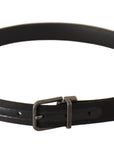 Dolce & Gabbana Elegant Black Leather Belt with Metal Buckle