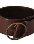 Dolce & Gabbana Elegant Leather Belt with Engraved Buckle
