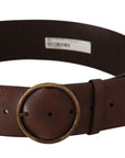 Dolce & Gabbana Elegant Leather Belt with Engraved Buckle