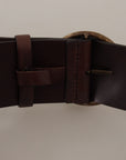 Dolce & Gabbana Elegant Leather Belt with Engraved Buckle
