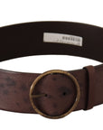 Dolce & Gabbana Elegant Dark Brown Leather Belt with Logo Buckle