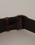Dolce & Gabbana Elegant Dark Brown Leather Belt with Logo Buckle