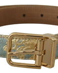 Dolce & Gabbana Elegant Light Blue Leather Belt with Gold Buckle