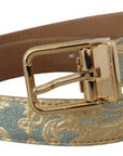 Dolce & Gabbana Elegant Light Blue Leather Belt with Gold Buckle